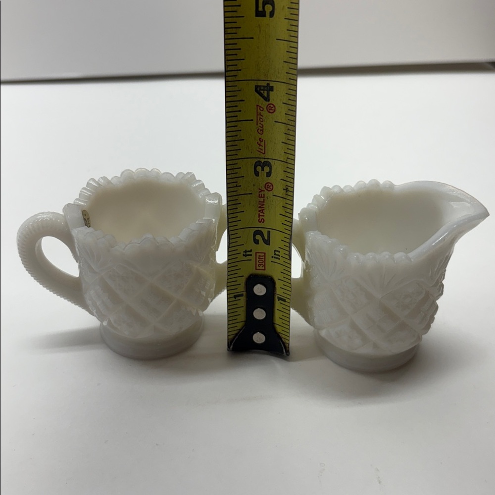 Thumbelina Westmoreland Miniature Milk Glass Butter Dish, Creamer & Sugar Set - Picture 10 of 11